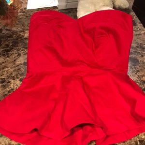 New York Company red peplum strapless top Small